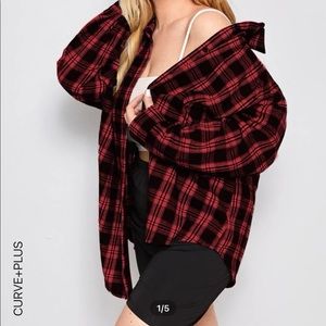 Oversized red and black boyfriend flannel
